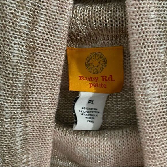 Ruby Rd. Cowl Neck Sparkly Knit Long Sleeve Striped Sweater - Picture 3 of 4